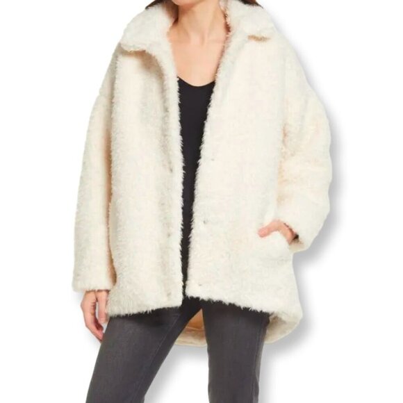 Treasure & Bond Jackets & Blazers - Treasure & Bond NWT Teddy Fleece Jacket Ivory Size XS Shearling Fuzzy Faux Fur